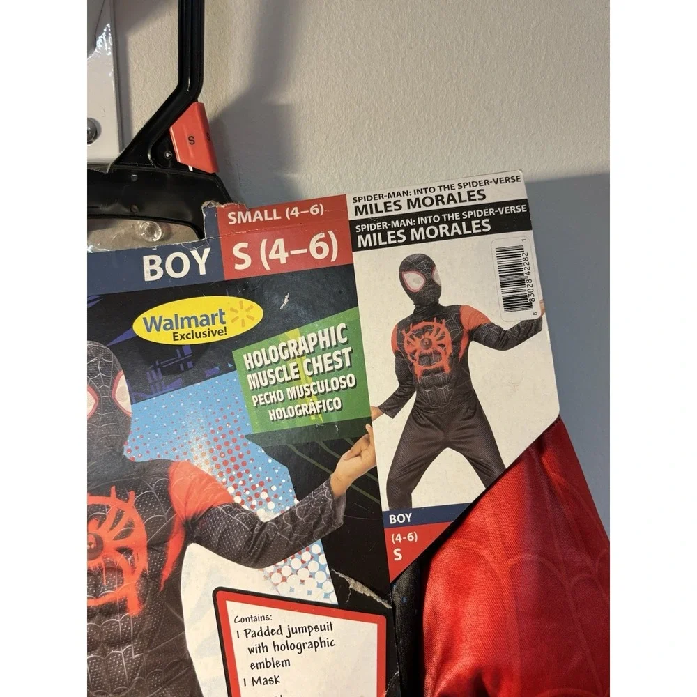 Walmart Spider-Man Miles Morales Kids Costume Boys Size S 4-6 NO MASK Black Red